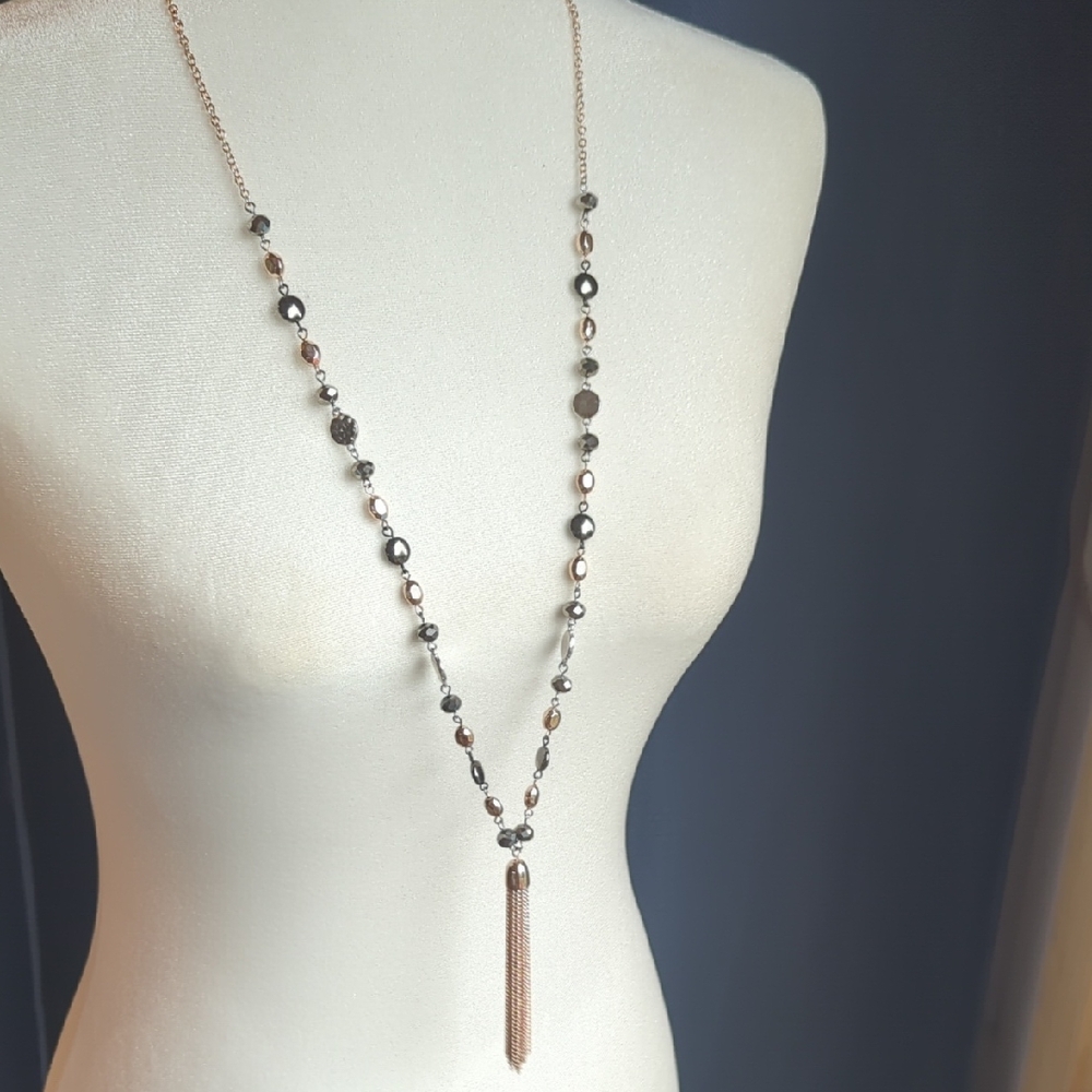 Elegant Gold and Black Beaded Necklace